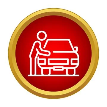 Person checking or cleaning auto vehicle icon Stock Illustration