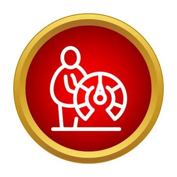 Person checking performance speedometer icon for measurement イラスト素材