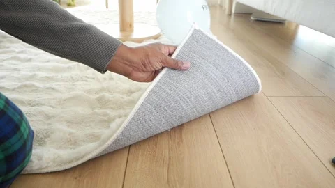 Person Checking the Quality of a Soft White Rug Stock Footage 344722687