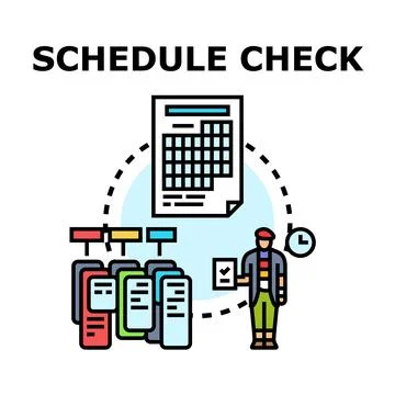 Person checking schedule managing tasks and planning work Stock Illustration