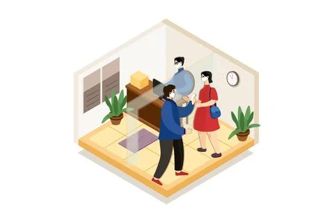 Person checking the temperature in the office Stock Illustration