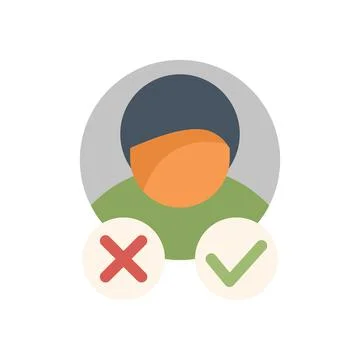 Person choosing between right and wrong with yes or no buttons Stock Illustration
