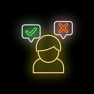 Person choosing between right and wrong neon signs Ilustração Stock