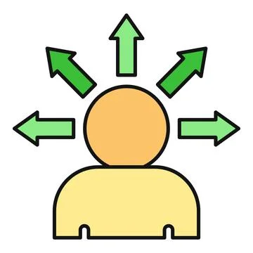 Person choosing direction with multiple opportunity arrows Stock Illustration