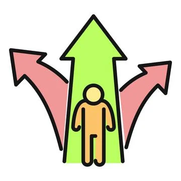 Person choosing future path with multiple direction arrows 스톡 일러스트