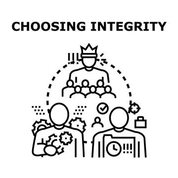Person choosing integrity path over corrupt leadership concept Stock Illustration