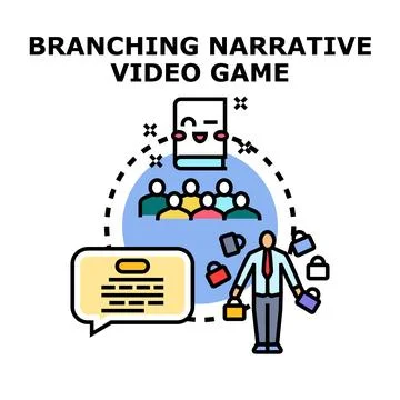 Person choosing narrative paths in interactive video game Stock Illustration