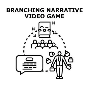 Person choosing narrative paths in interactive video game Stock Illustration
