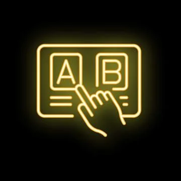 Person choosing option a on tablet computer in neon style イラスト素材