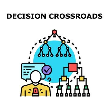 Person choosing path at complex decision crossroads Stock Illustration