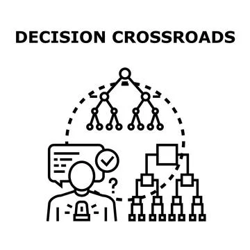 Person choosing path at complex decision crossroads Иллюстрация