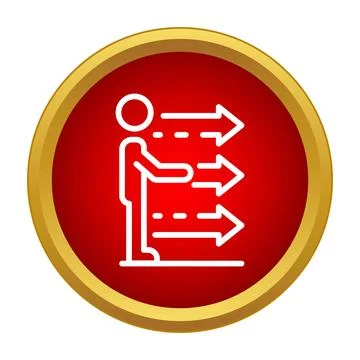 Person choosing path icon showing multiple directions 스톡 일러스트