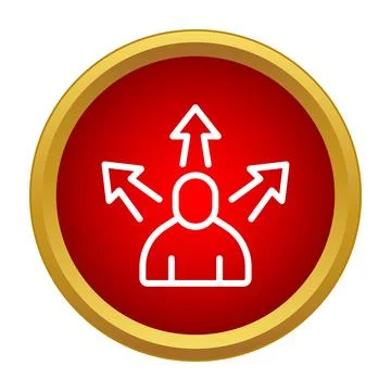 Person choosing path, multiple arrows showing direction Stock Illustration