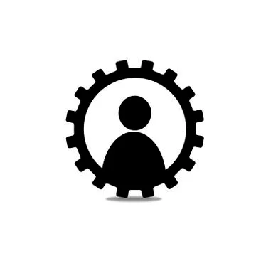Person in the circle of the gear Illustrazione stock