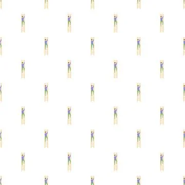 Person climbing a ladder pattern on white background Stock Illustration