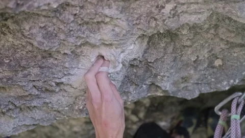 Person Climbing Up Side of Mountain Video stock 266805029