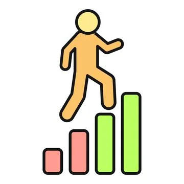 Person climbing steps of a bar chart Stock Illustration