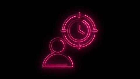 Person with clock target neon light effect isolated on black background animated Stock Footage 330785605