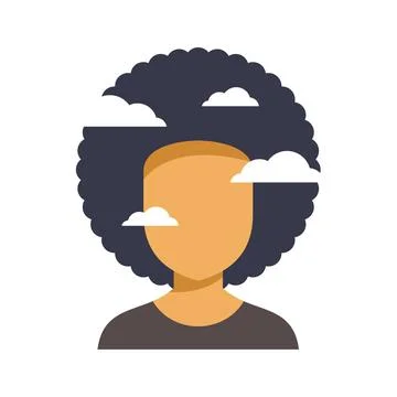 Person with clouds in head representing daydreaming imagination Stock Illustration
