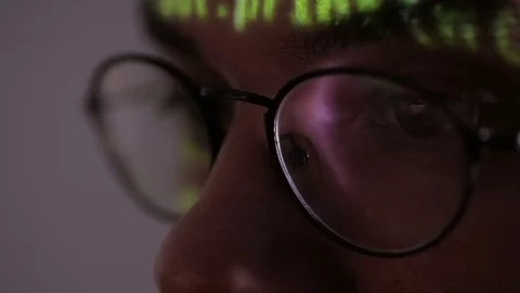 Person with code on face 스톡 동영상 73655036