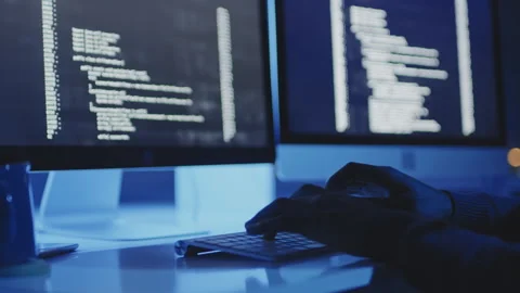 Person Coding in Dark Video stock 171058534
