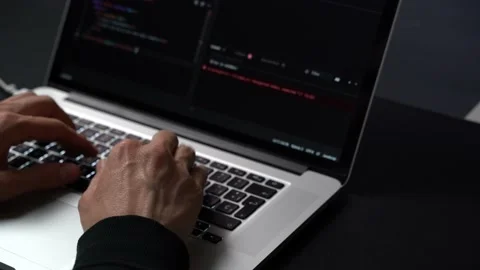 Person coding HTML and programming on screen laptop, development web, develop Stock Footage