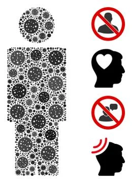Person Collage of Covid Virus Elements 库存插图