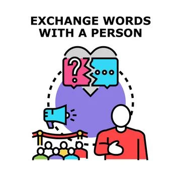 Person communicating with audience, exchanging words, speech concept Stock Illustration