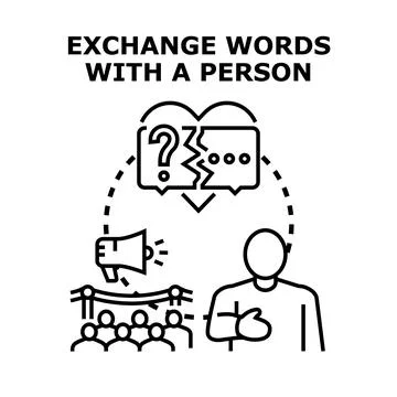 Person communicating with audience, exchanging words, speech concept Stock Illustration
