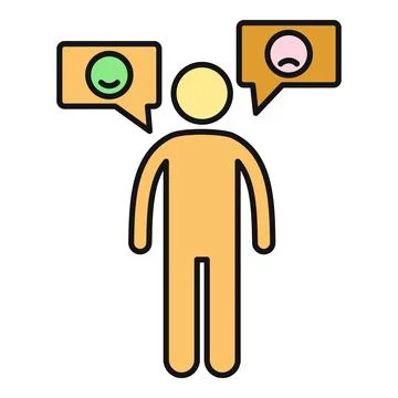 Person communicating mixed emotions feeling happy and sad Stock Illustration