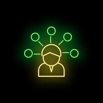 Person communicating network, profile connecting neon icon Stock Illustration