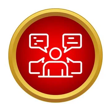 Person communicating with speech bubbles on an icon 스톡 일러스트