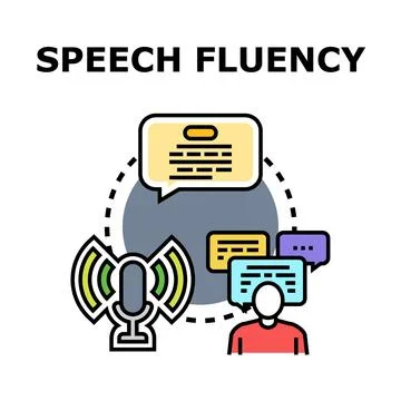 Person communicating speech fluency concept using microphone Stock Illustration
