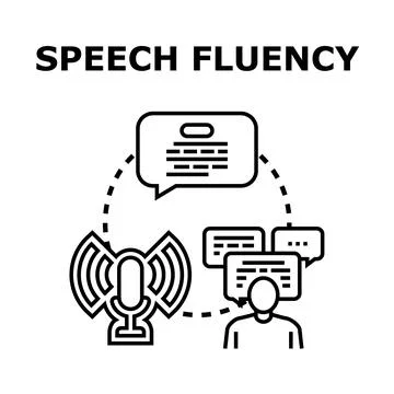 Person communicating speech fluency concept using microphone Stock Illustration