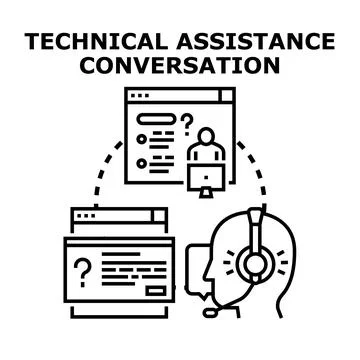 Person communicating for technical assistance and support Stock Illustration