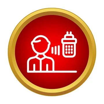 Person communicating using intercom system icon Stock Illustration
