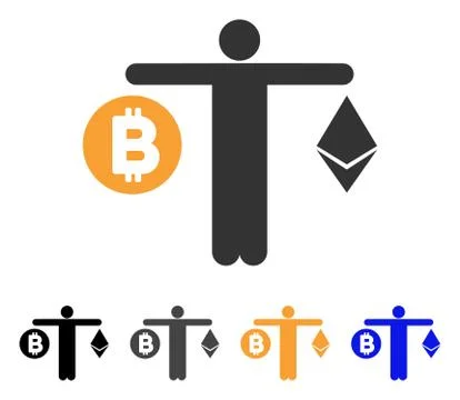Person Compare Cryptocurrency Vector Icon Stock Illustration