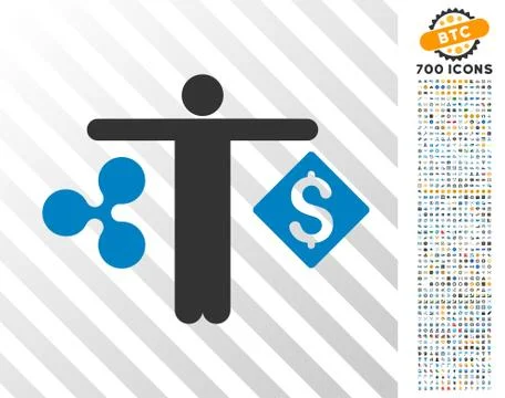 Person Compare Ripple Dollar Flat Icon with Bonus Stock Illustration