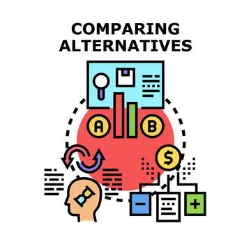 Person comparing alternatives evaluating options making decision Stock Illustration