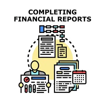 Person completing financial reports managing business data process 스톡 일러스트