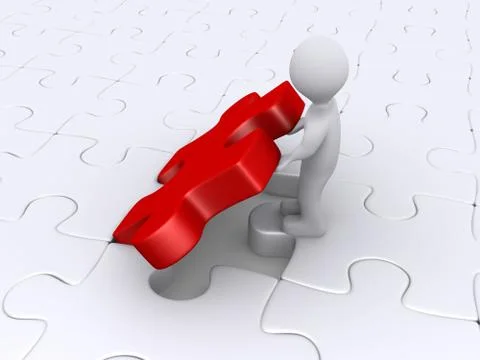 Person is completing puzzle Stock Illustration