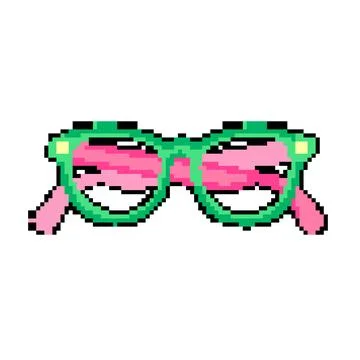 Person computer glasses pixel art vector illustration Stock Illustration
