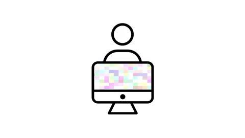 Person On Computer Icon Stock Footage 340305650