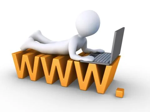 Person with computer providing support Stock Illustration