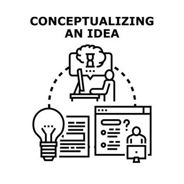 Person conceptualizing an idea process generating new solutions Illustrazione stock
