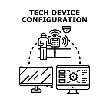 Person configuring smart device wirelessly managing network Stock Illustration