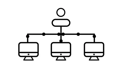 Person connected to three computer monitors representing management animation Stock Footage 340251640