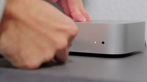 Person connecting usb-c cable to a modern desktop computer. Stock Footage 328388567