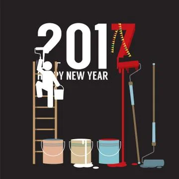 Person Constructing New Year 2017 Vector Illustration Stock Illustration