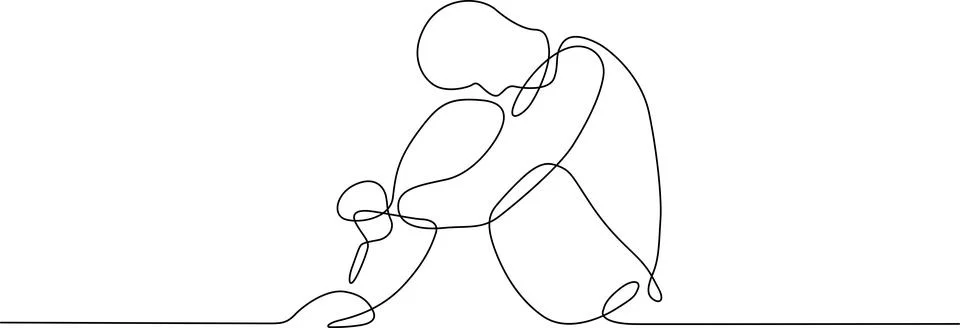 Person in contemplative pose Vector 스톡 일러스트